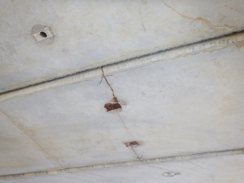 Provided by Robert Perkins. A transverse crack on the bottom of a precast, prestressed concrete deck beam in Illinois.