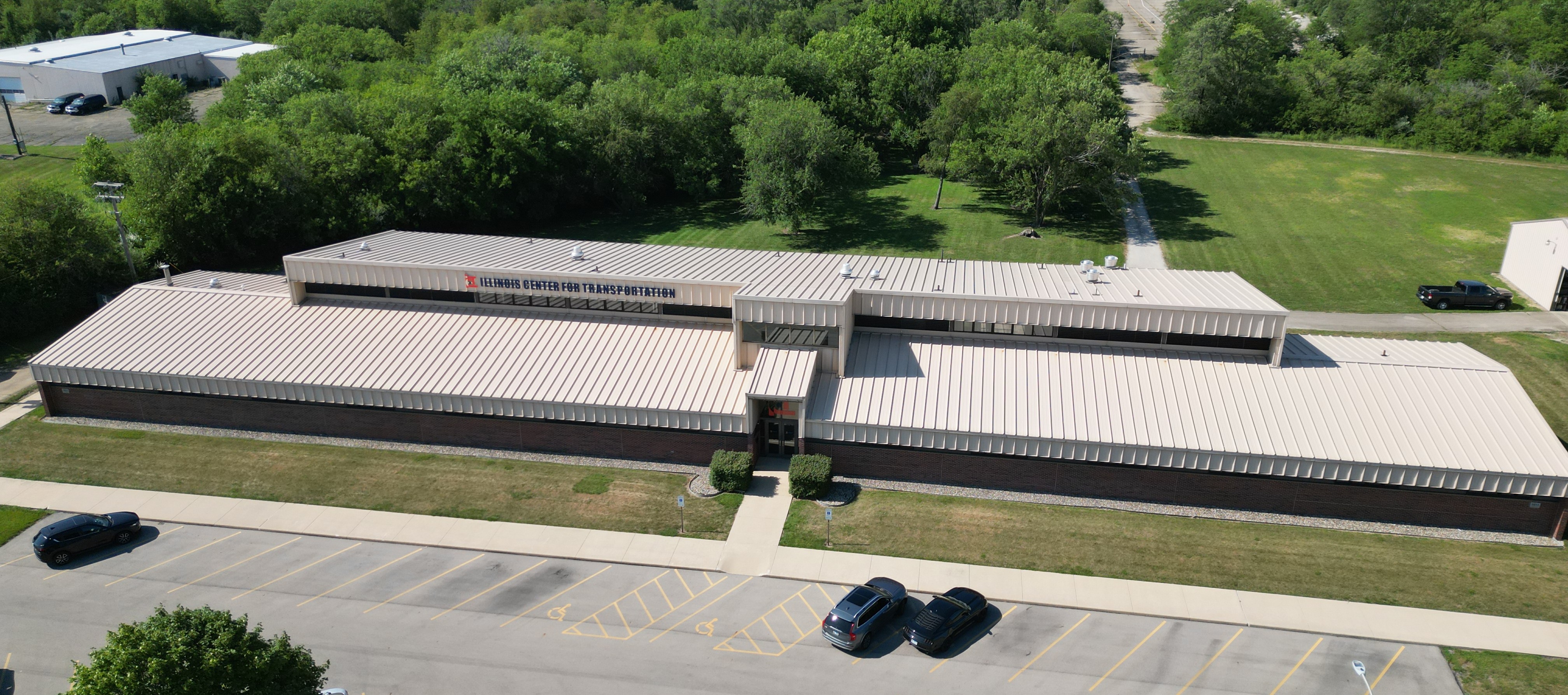 A portion of the Illinois Center for Transportation complex in 2025.