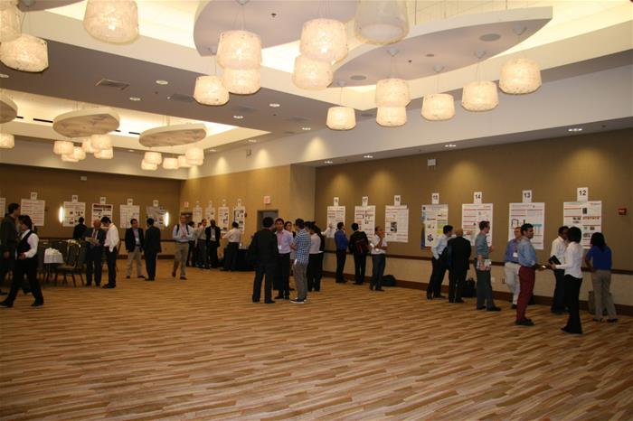 Doctoral students presented their research work during poster sessions and discussed approaches, implementation methods, and potential outcomes.