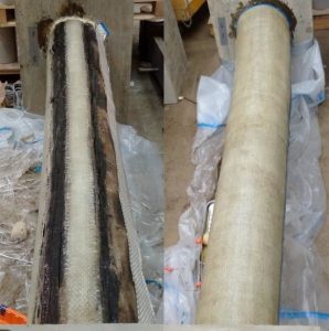 FRP-retrofitted timber piles specimens.