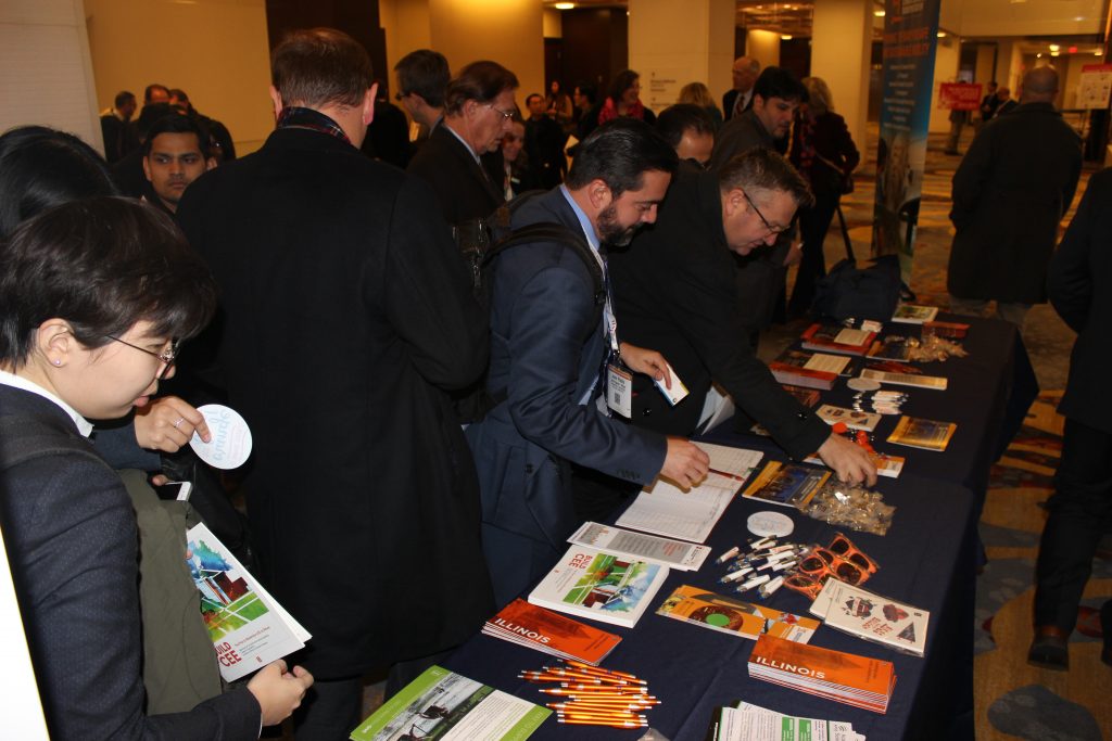 Civil and Environmental Engineering faculty, students, and alumni arrive at the Illinois transportation reception at the 97th Annual Meeting of the Transportation Research Board in Washington, D.C.