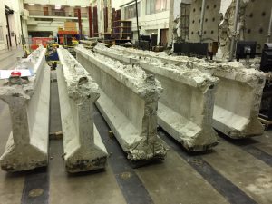 Full-scale girders extracted from an Illinois bridge.