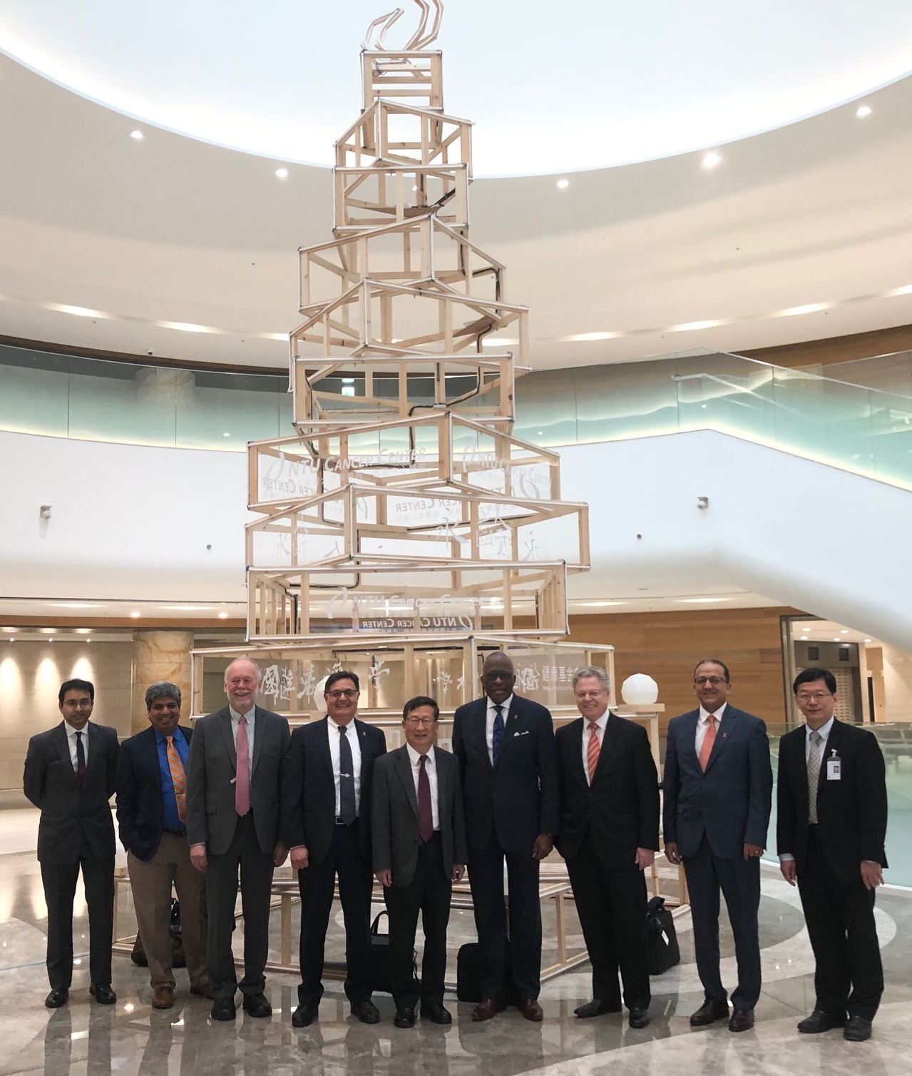 National Taiwan University Cancer Center representatives greet University of Illinois Urbana-Champaign delegates earlier in March at the Taipei, Taiwan Cancer Center.