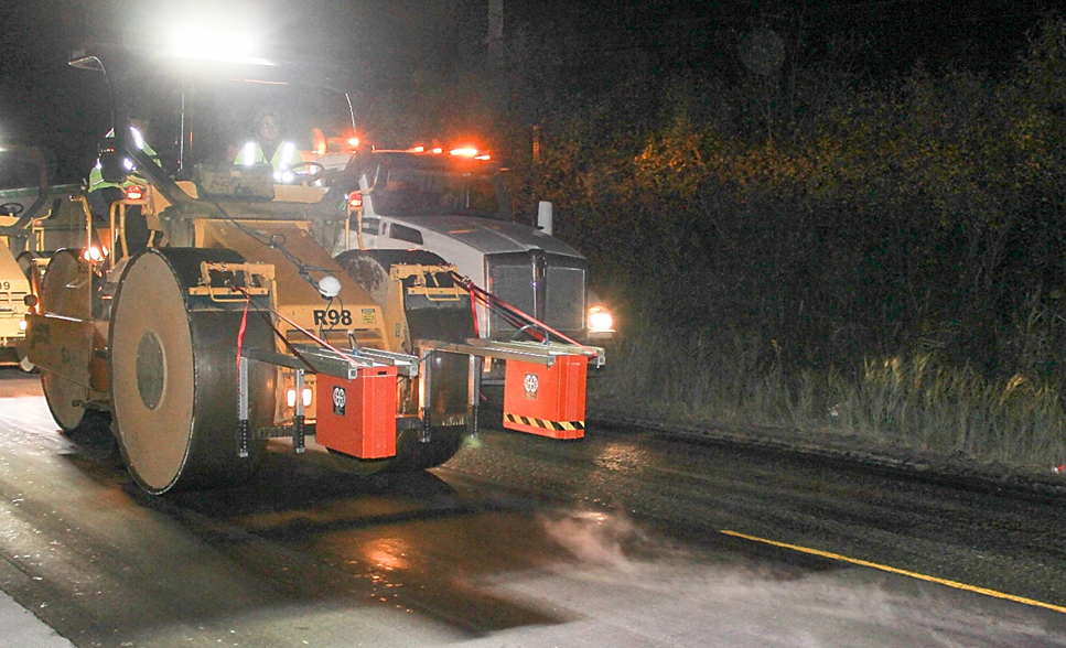 Ground-penetrating radar is attached to a vibratory roller &mdash; a machine that compacts pavement to increase its load-bearing capacity &mdash; during a Chicago pavement resurfacing project with Gallagher Asphalt to assess the technique&rsquo;s feasibility.