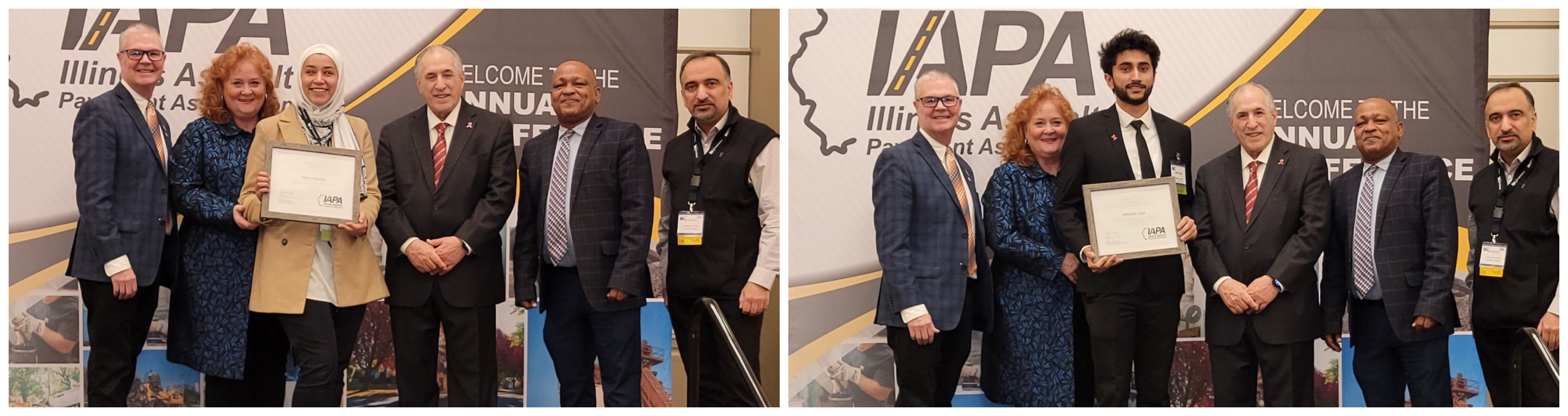 Alhadidi's research, left, focuses on asphalt binder material, which is a petroleum product used to bind aggregates together. Vyas' research, right, focuses on the fatigue characterization of asphalt binders and mixtures.