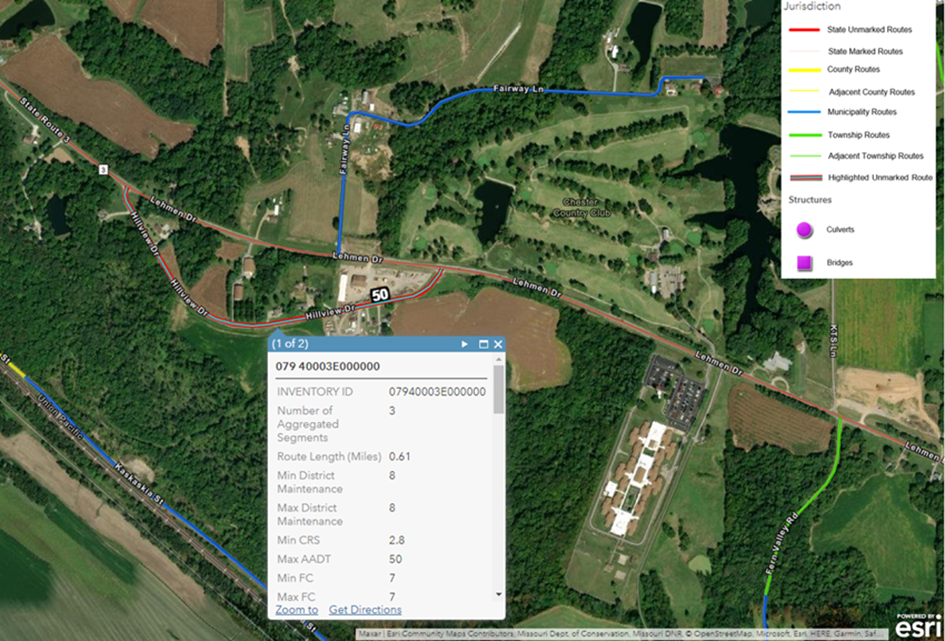 A snapshot from the JARM tool developed in the ICT-IDOT project displaying a selected unmarked route in red along with key attributes and structures.