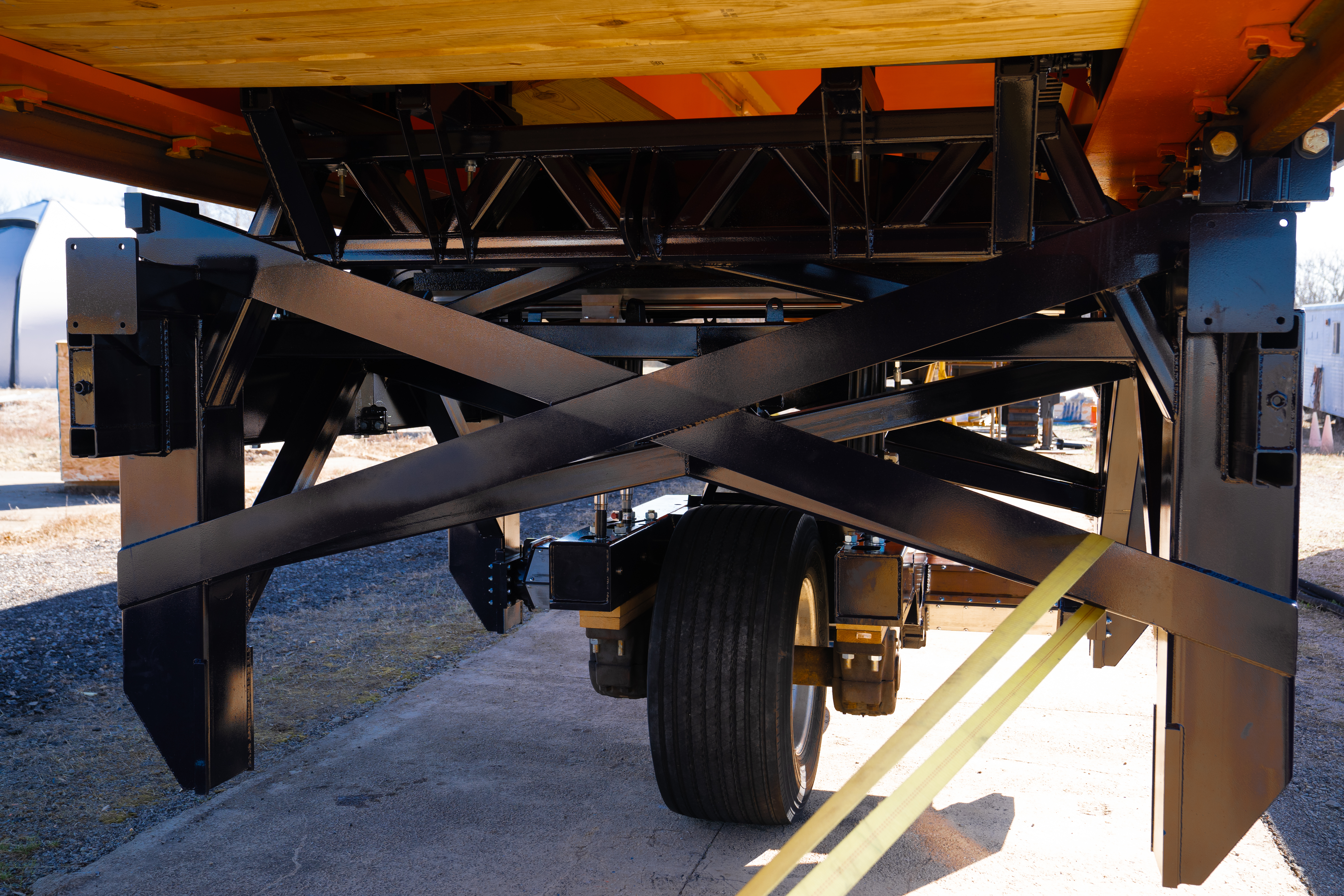 &amp;lt;span style=&amp;quot;background-color: var(--engr-white);&amp;quot;&amp;gt;&amp;lt;span style=&amp;quot;background-color: var(--engr-white);&amp;quot;&amp;gt;The enhanced load carriage with a single tire assembly underneath the accelerated pavement testing device on March 19. The upgraded design allows testing with single or tandem axles, breaking and acceleration, and axle yaw up to 6 degrees.&amp;lt;/span&amp;gt;&amp;lt;/span&amp;gt;