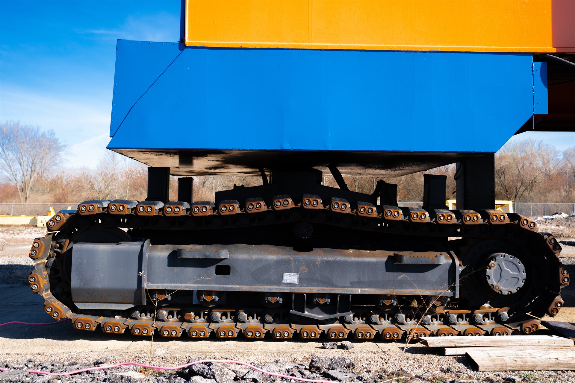The crawler track system allows for easy relocation between test sections.