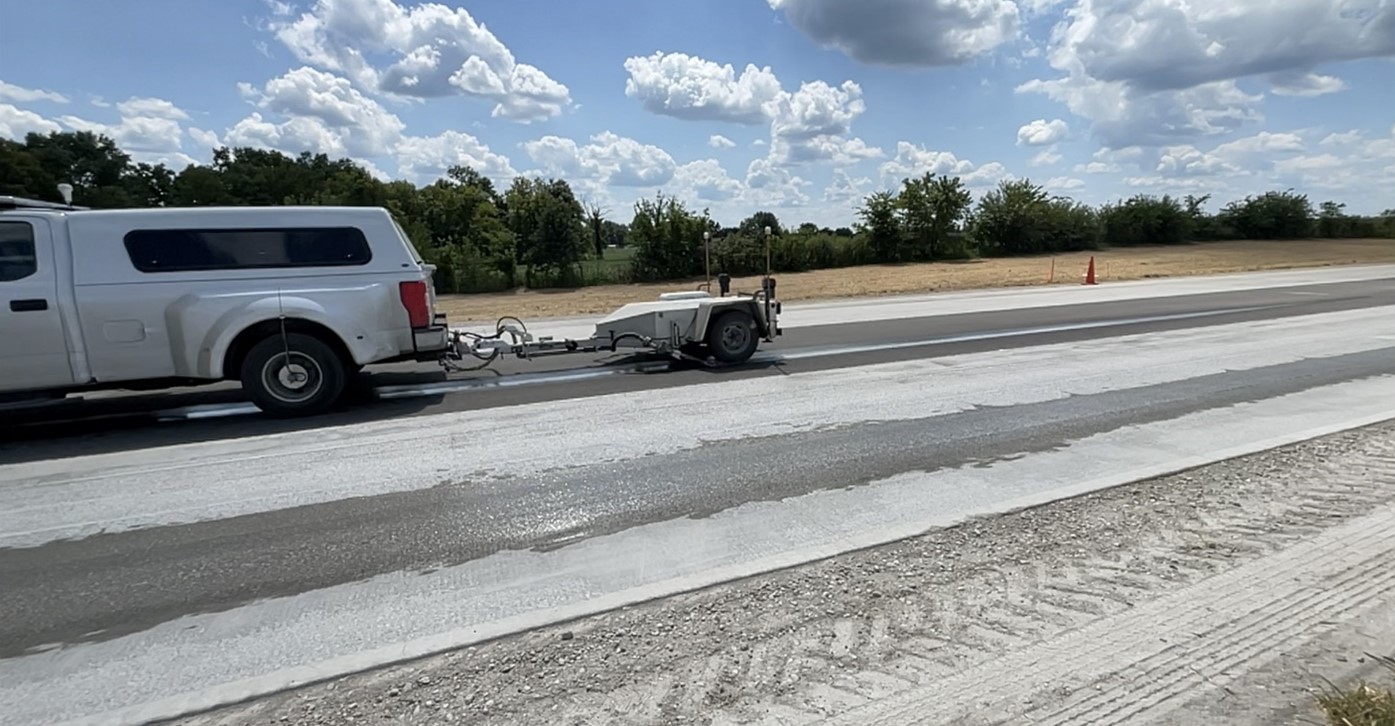 Provided by John&nbsp;Senger. A pavement test section at the Illinois Certification and Research Track in Clinton County, Illinois.