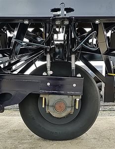 The enhanced load carriage with&amp;nbsp;an aircraft tire assembly underneath the accelerated pavement testing system.